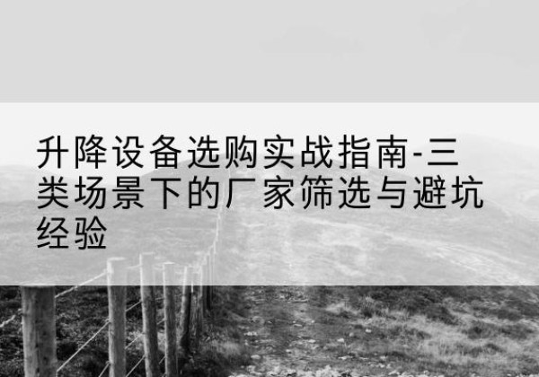 张湾移动式升降机厂家推荐-升降设备选购实战指南-三类场景下的厂家筛选与避坑经验